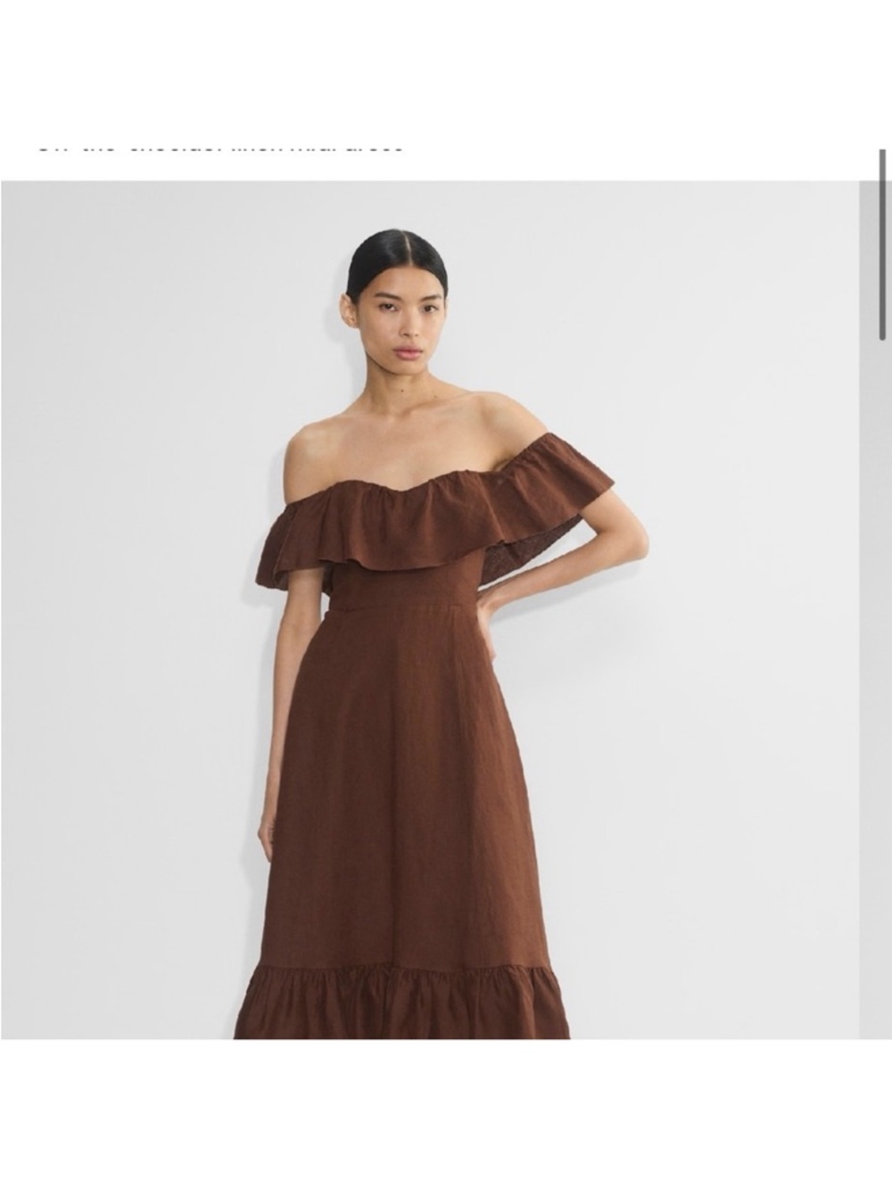 Wilfred marmion linen dress Off-Shoulder Ruffle Dress in cognac